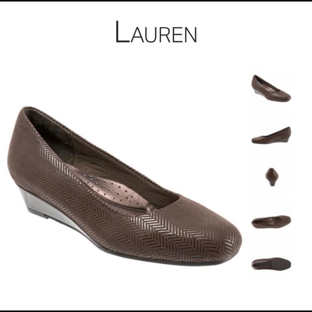 Trotters Lauren Dark Brown Dress Wedge Heel
